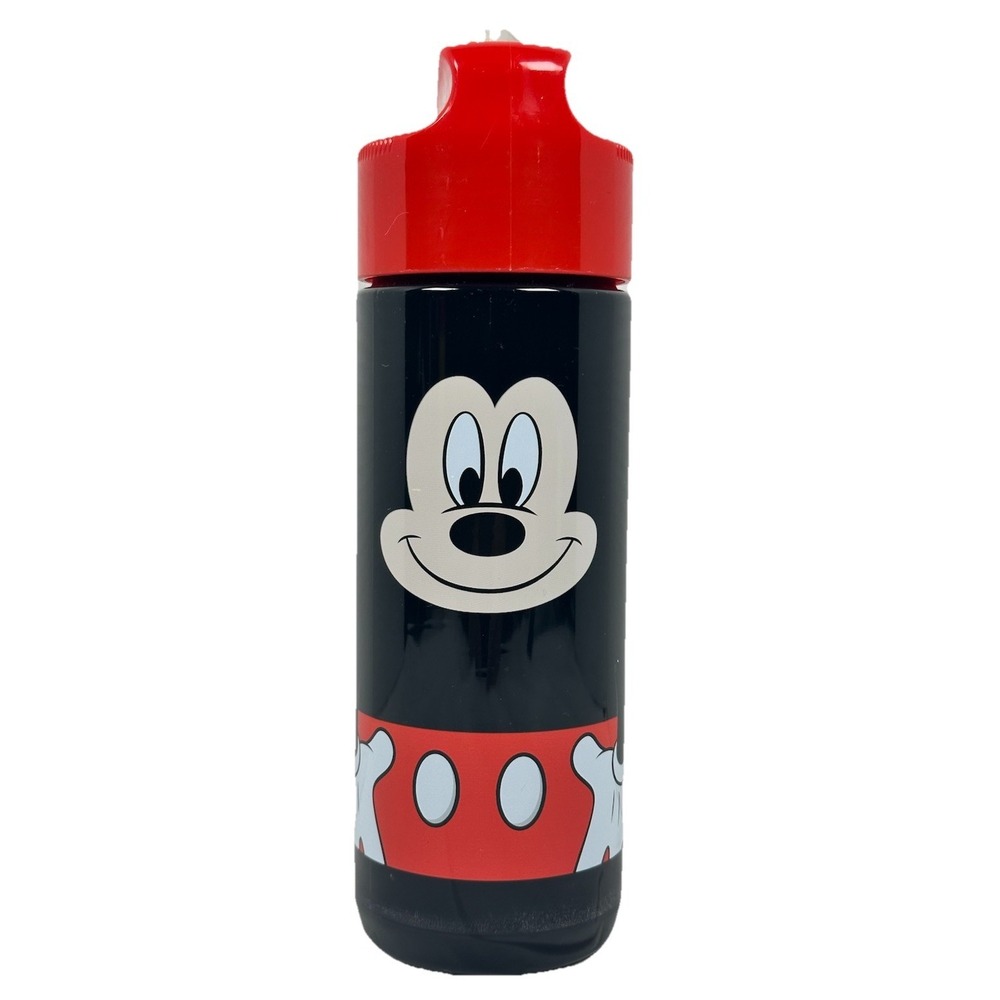 Disney Mickey Mouse Kids Water Bottle Flip Straw 18oz Red Black